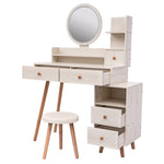 ZUN CRAZY ELF Stylish Vanity Table + Cushioned Stool, Touch Control LED Mirror, Large Capacity Storage W936110479