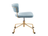 Contemporary Task Chair in Gold Metal and Light Blue Velvet B202P223925