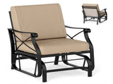 Black Metal Patio Glider Chair with Brown Washable Cushion, 330 lbs Capacity Ergonomic Outdoor 98202596