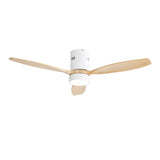 ZUN 52 Inch Flush Mount Ceiling Fan DC 3 Solid Wood Fan Blade Noiseless Reversible Motor Remote Control W934P146081