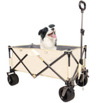 ZUN Folding Wagon, Heavy Duty Utility Beach Wagon Cart for Sand with Big Wheels, Adjustable Handle&Drink W1364P154997