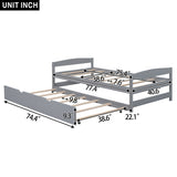Twin Size Platform Bed with Twin Size Trundle, Gray WF313279AAE