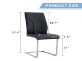 6 Dining Chair Set, Black Dining Chair Set, PU Material High Back Seat and Sturdy Leg Chair, W1151P203804