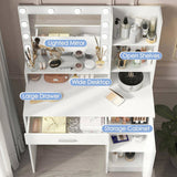 Vanity Desk with Mirror & Light, Large Drawer Three Level Storage Dresser, 3 Lighting Modes 97537038
