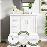 30'' Bathroom with Ceramic Sink Combo,Solid Wood Frame Bathroom Storage Cabinet, Freestanding N710P191970K