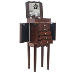 ZUN Standing Jewelry Armoire with Mirror, 5 Drawers & 6 Necklace Hooks, Jewelry Cabinet Chest with Top 95157130