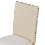 TREXM Set of 4 Dining chairs Wood Upholstered Fabirc Dining Room Chairs with Nailhead WF291264AAE