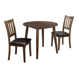 Cozy 3pc Set Round Table And 2x Side Chairs Walnut, Dark Brown Transitional Solid wood B011P162633