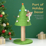 ZUN 25in Christmas Tree Scratching Post, Cute Cat Scratcher with Natural Sisal Covered Frame & Colorful 49120515