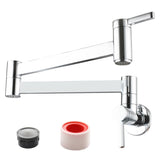 ZUN Brass Wall Mounted Foldable Faucet Double Handles Fuacet Cold Water Kitchen Tap Chrome 68951116