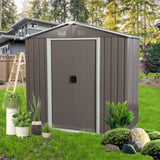 8ft x 4ft Outdoor Metal Storage Shed with Metal foundation,Gray W54057422