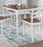 White 5-Pc Counter Height Dining Set Dining Table 4 x Chairs Natural wood Grain Look Table Top B011P313698