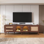 ZUN Rattan TV Stand with 3 Cabinets & 2 Drawers, Rattan-inspired Media Console Table for TVs up to 80'', WF324225AAP