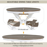 ZUN 5-Piece Retro Functional Dining Table Set Extendable Round Table and 4 Upholstered Chairs for Dining 81542784