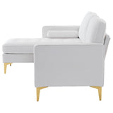 218*141*87cm Burlap Diamond Electroplated Gold Trident Legs Three Seats With Footstool Indoor 29311242
