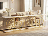41 Inch Console Table with 3 Tier Open Shelves, Modern Entryway Sofa Table with O-Shaped Metal Frame 92573929