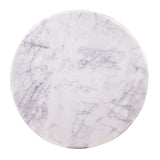 Luxurious Round Mable Topped Pedestal Coffee Table, Living Room Sofa Side Table, White/Black B011P216665