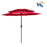 ZUN 9Ft 3-Tiers Outdoor Patio Umbrella with Crank and tilt and Wind Vents for Garden Deck Backyard Pool W65627937