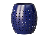 9.4" Steel Patio End Table, Round Hollow Drum Side Table, Accent Table for Indoor and Outdoor, Blue 21472305