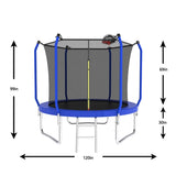 10FT Trampoline with Basketball Hoop, ASTM Approved Reinforced Type Outdoor Trampoline with K1163P147143