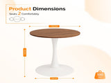 Round Tulip Dining Table, 27.6 Inch 2-Seater Kitchen Table, Melamine Laminated MDF Tabletop with 75894291