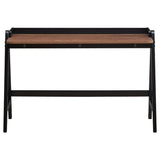 ZUN Walnut and Black Writing Desk with USB Ports B062P153882