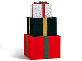 4FT 3-Tier Gift Box with Auto-Opening Lids, 200 Warm White Wire Lights, Velvet Christmas Decor, US 35069040