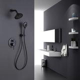 Round Shower System Wall Mounted Shower Faucet Rain Mixer Combo Set, Rain Shower Head Shower Set for SOAE865MB