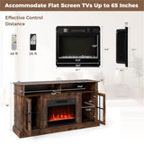 58" TV Stand with RGB Fireplace Rustic Brown- Smart App Remote Control, 4777 BTU Heater 89848324