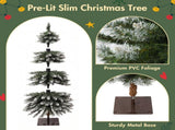 3Pack PreLit Snow Flocked Pencil Christmas Tree Set, 3FT/ 4FT/ 5FT Slim Artificial Xmas Trees with N710P523031F