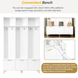 ON-TREND Modern Large Storage Hall Tree with Bench, Multi-functional Storage Bench with High Gloss N721P180460K