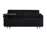 The pull-out push-in black corduroy sofa with dual functions, equipped with a movable tabletop W1278P248131