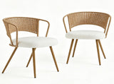 Wicker dining chairs - 2-piece set - Farmhouse soft cushioned cane back kitchen chair, sponge 92388899