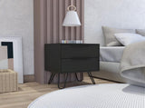 Black Wengue 2-Drawer Rectangle Nightstand B06280316