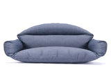 Charcoal Wicker Hanging Double-Seat Swing Chair with Stand w/Dust Blue Cushion MWTF-9716KD3