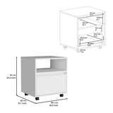 Nightstand 20"H, with One Open Shelf, 1 Drawer and Casters, White B097133213