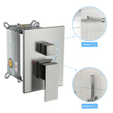 Dual Shower Head - 10 Inch Wall Mounted Square Shower System with Rough-in Valve, Brushed Nickel W124381742