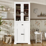 67.2" Tall Bathroom Storage Cabinet with Tempered Glass Doors, Adjustable Shelves & Drawer Modern 92027063