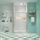 56-60" W x 71" H Piovt Swing Glass Shower Door,Pivot Frame Sliding Shower Door with 1/4" Clear W2122P199049