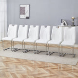 White PU Dining Chair Set.Uniquely designed white dining chairs. PU material, paired with silver W2920P225023
