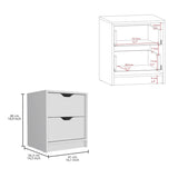 Basilea 2 Drawers Nightstand , End Table, Side Table Pull Out System -White B20092137