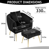 Velvet Accent Chair Set Barrel Chair with Ottoman Modern Club Chair Reading Armchair with Lumbar 57668253