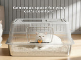 Thick stainless steel fully enclosed white cat toilet, sturdy, bite proof, leak proof, providing 64697969