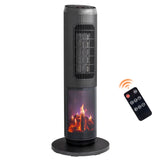25" Tower Space Heater with 3D Flame, 1500W Portable Electric Heater with Thermostat, 60&deg 85626018