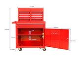 Detachable 5 Drawer Tool Chest with Bottom Cabinet and One Adjustable Shelf--Red 24206924