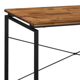 ZUN Oak and Black Writing Desk with Metal Sled Base B062P184531