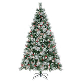 7ft Pre-Lit Christmas Tree - 70 Red Berries 70 Pine Cones, Changeable Lights & Auto-Stretching 16291170
