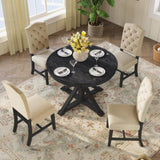 ZUN Functional Furniture Retro Style Table Set with Extendable Table and 4 Upholstered Chairs for 52240873