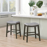 ZUN Saddle Stool -25" Counter Stool, Gray/Light Gray Fabric, Set of 2 B046P144394