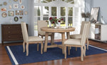 ZUN 5-Piece Farmhouse Dining Table Set Wood Round Extendable Dining Table and 4 Upholstered Dining 81465433